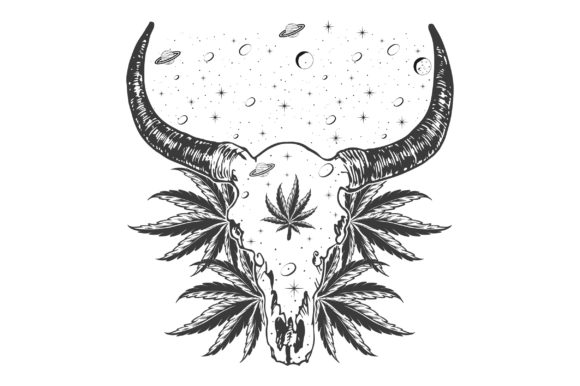 Bull Skull Cannabis Celestial SVG Shirt Review